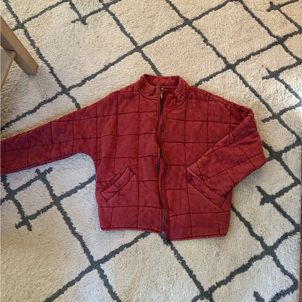 Red Free People Quilted Jacket